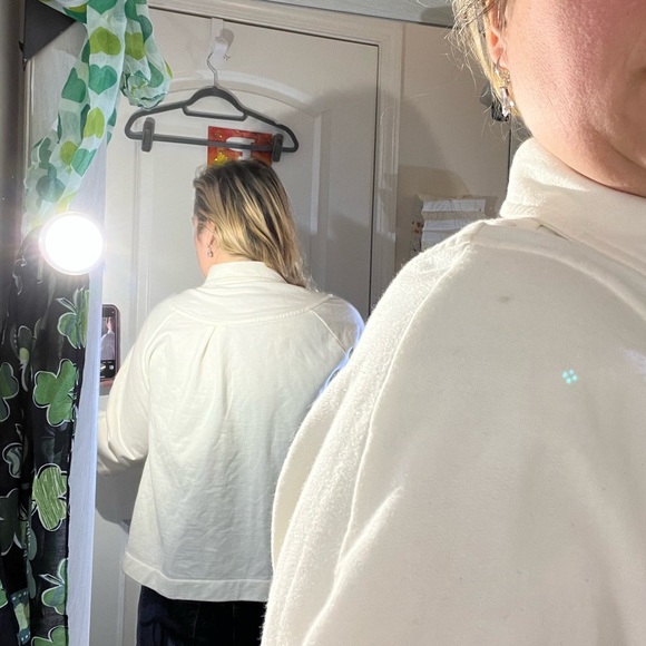 CROFT & BARROW CREAM CAPE BLAZER JACKET WARM XL TOP SHIRT BLOUSE POCKETS EUC - Picture 5 of 16